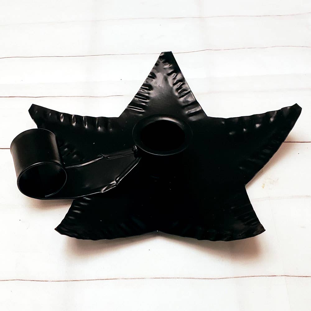 Black Metal Star Taper Holder