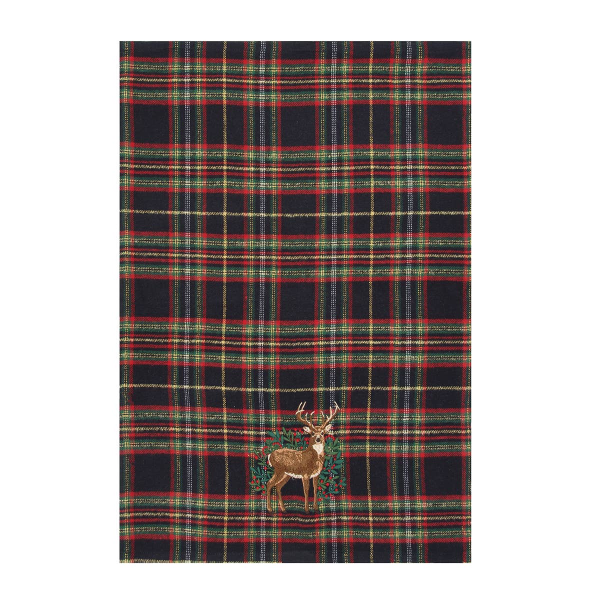 Christmas Deer Botanical Plaid Kitchen Towel