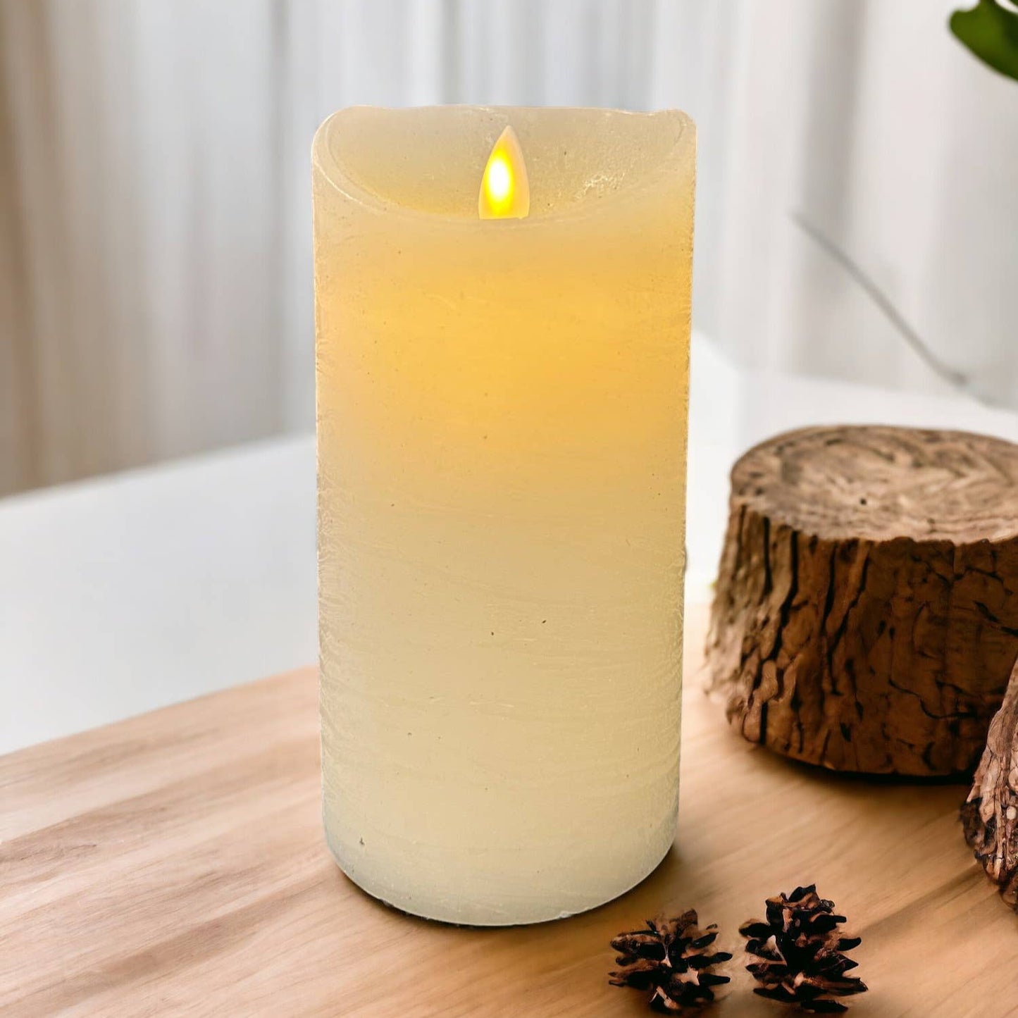 Cream LED Pillar Candle w/Timer
