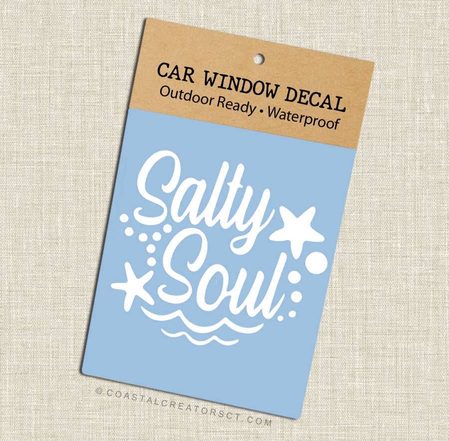 Salty Soul White Vinyl Car Window Sticker
