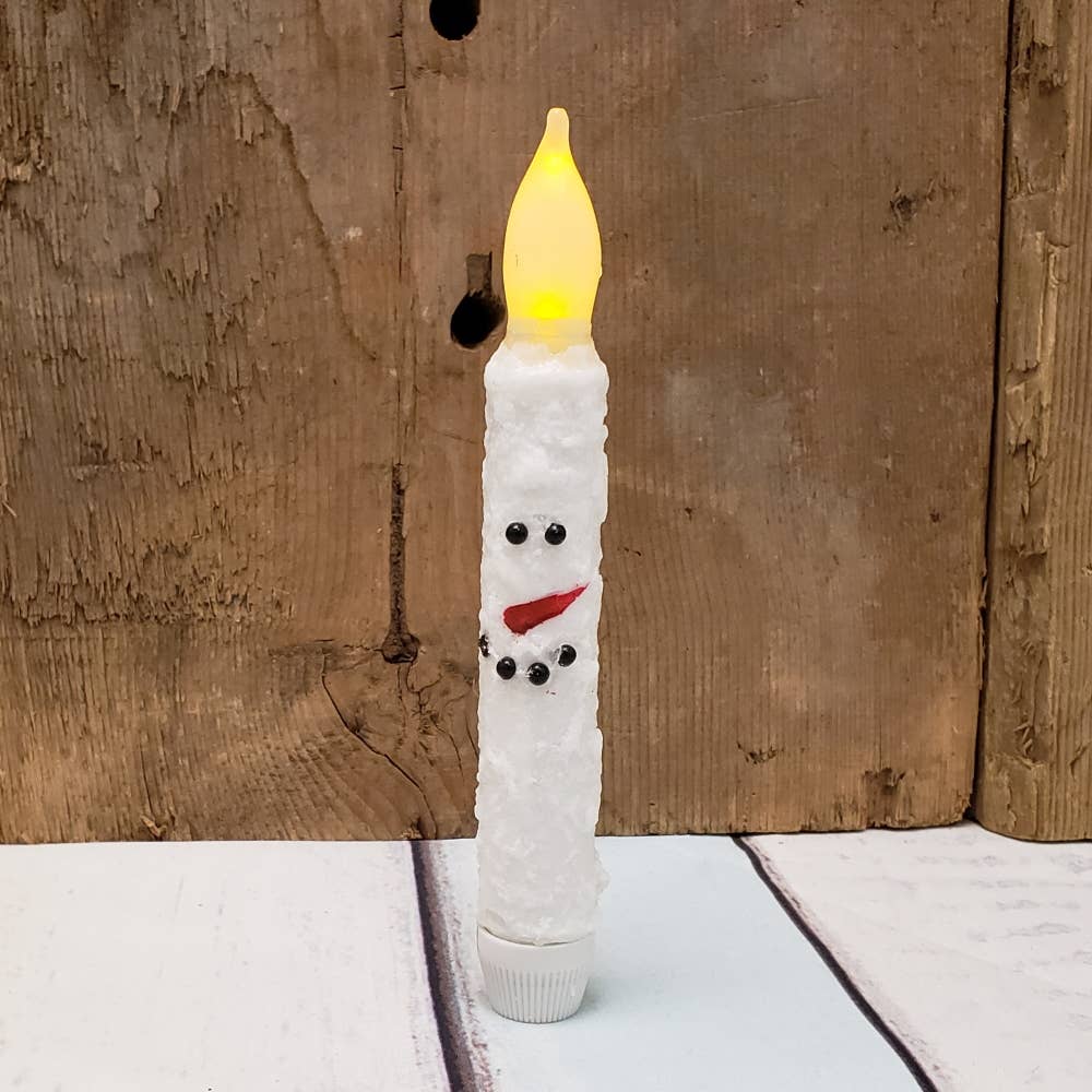 White Snowman Taper Candle