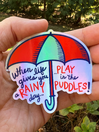 Rainy Days {holographic sticker}