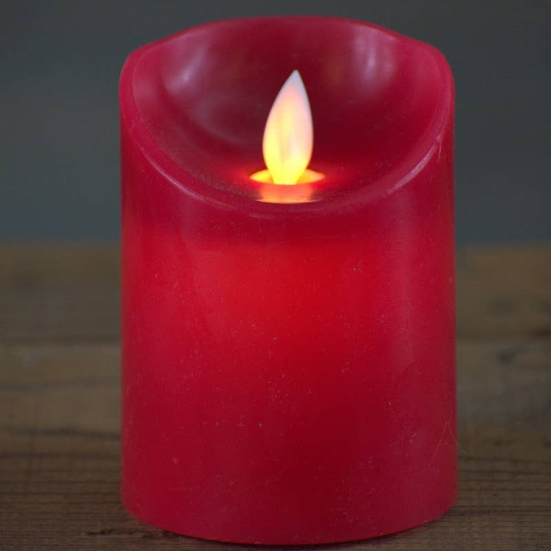 Red Non-drip Moving Flame LED Candle 3in by 4in