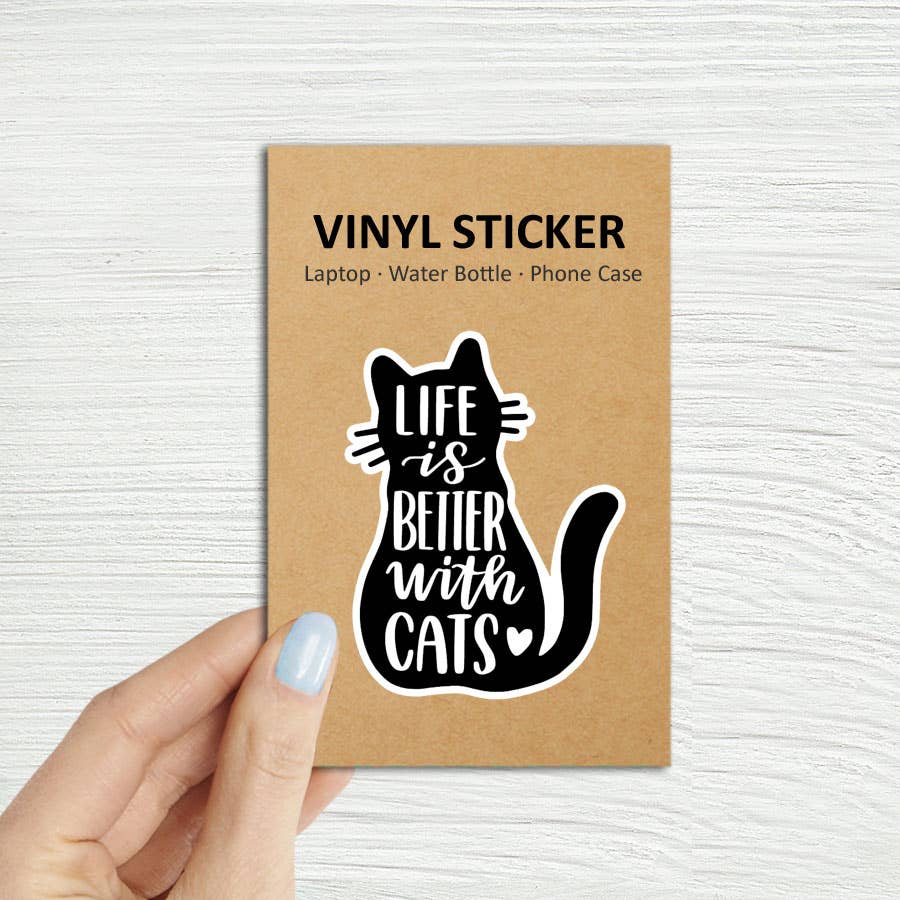 Life is Better with Cats Laptop Waterproof Vinyl Sticker