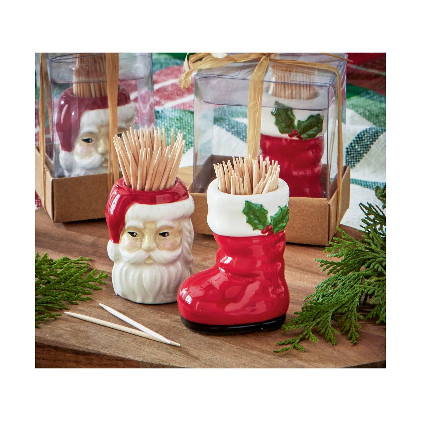 Vintage Santa Toothpick Holder Set