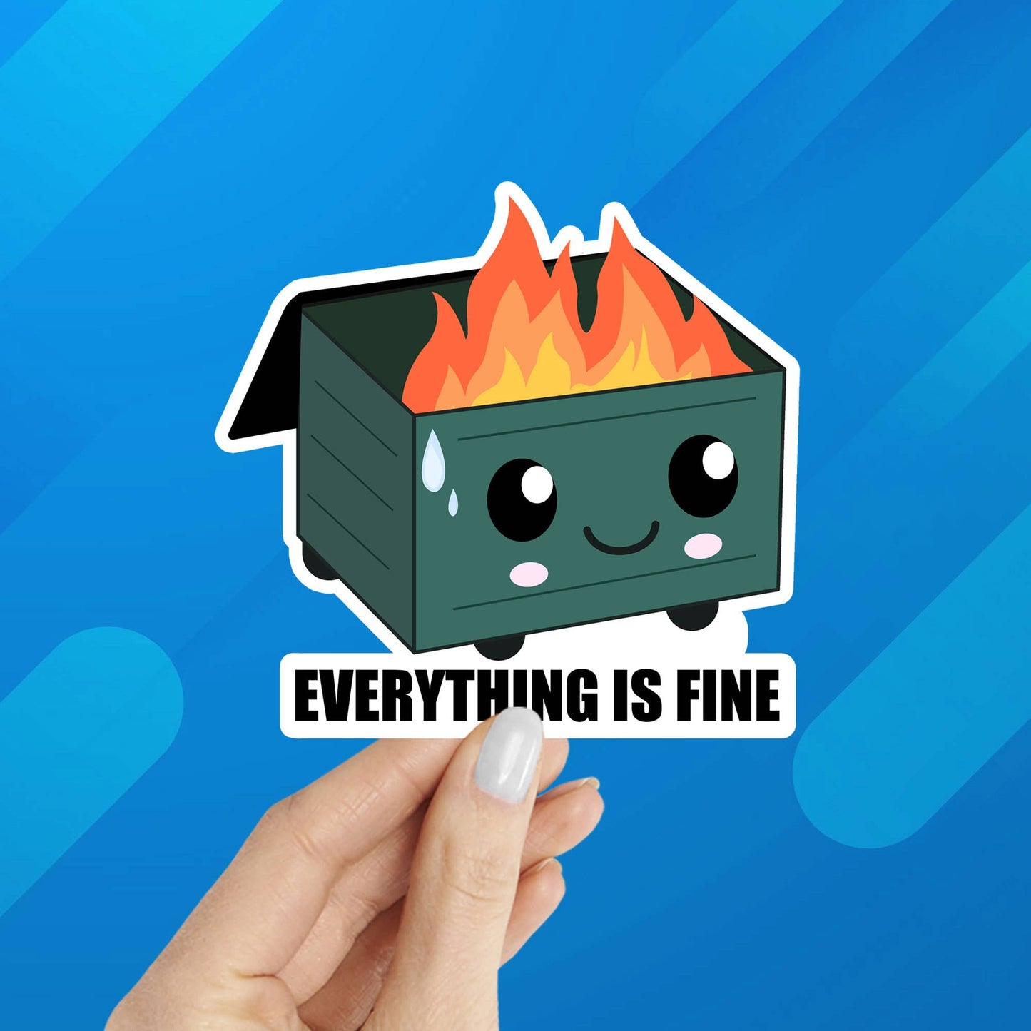 Everything is Fine Dumpster Fire Laptop Water Bottle Sticker