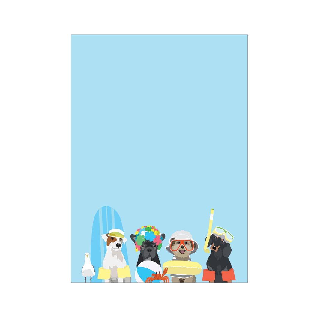 Summer Beach Dogs 4.75x6.5" Notepad