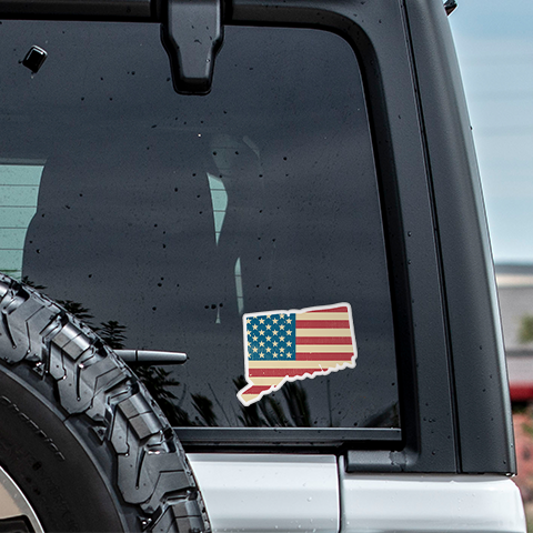 Connecticut American Flag Sticker Vinyl Decal