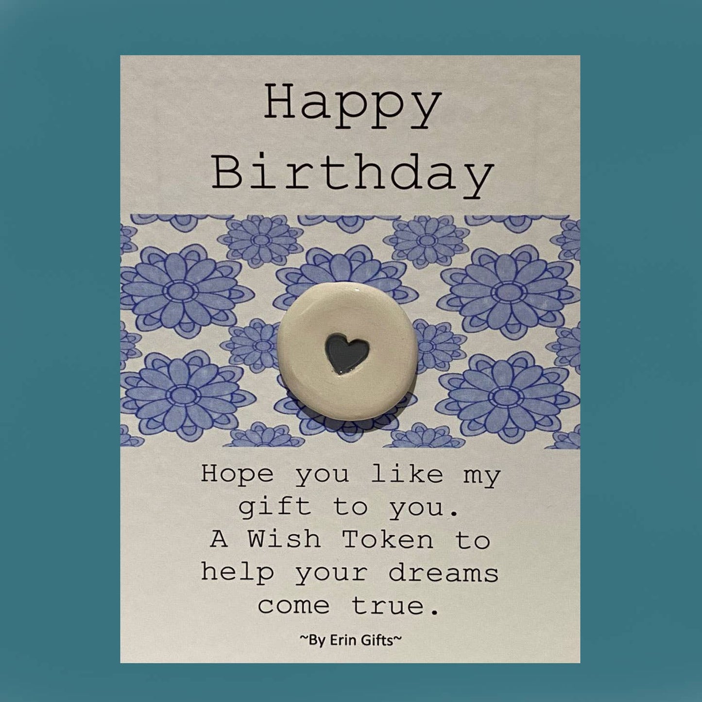 Happy Birthday Ceramic Pocket Token Pocket Hug and Card