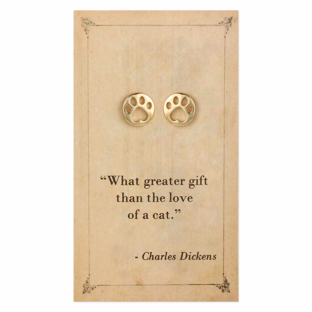 Literary Quotes Cat Post Earrings