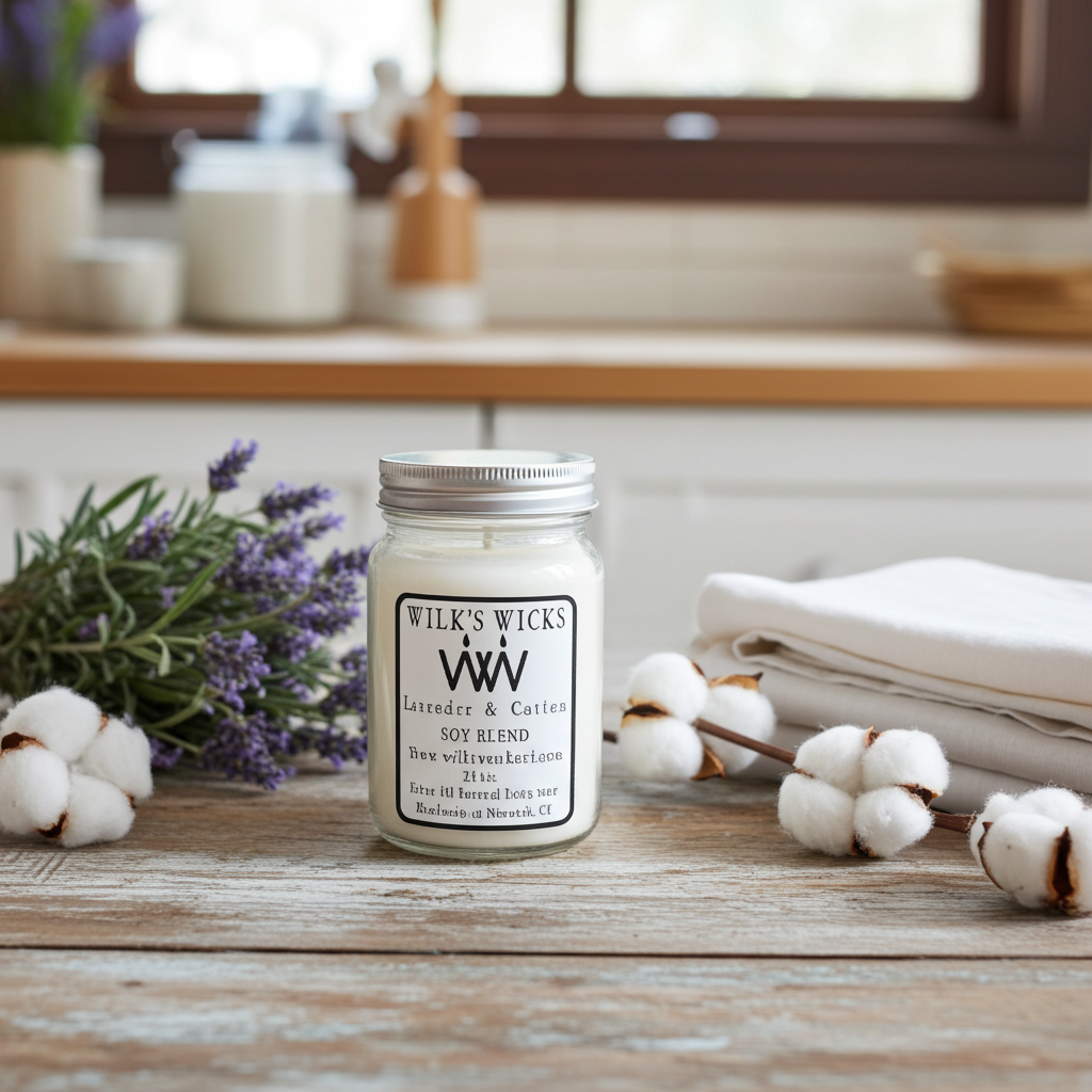 Lavender & Cotton Candle - Handmade Soy Blend