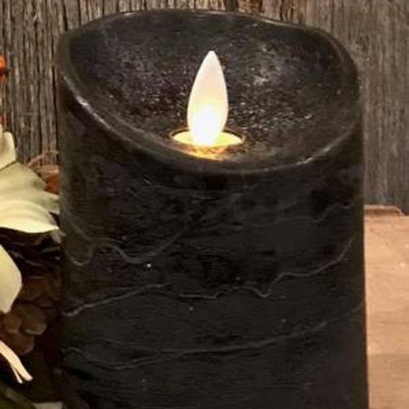 Black 4" LED Pillar Candle w/Timer