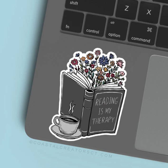 Reading is My Therapy Laptop Kindle Water Bottle Sticker