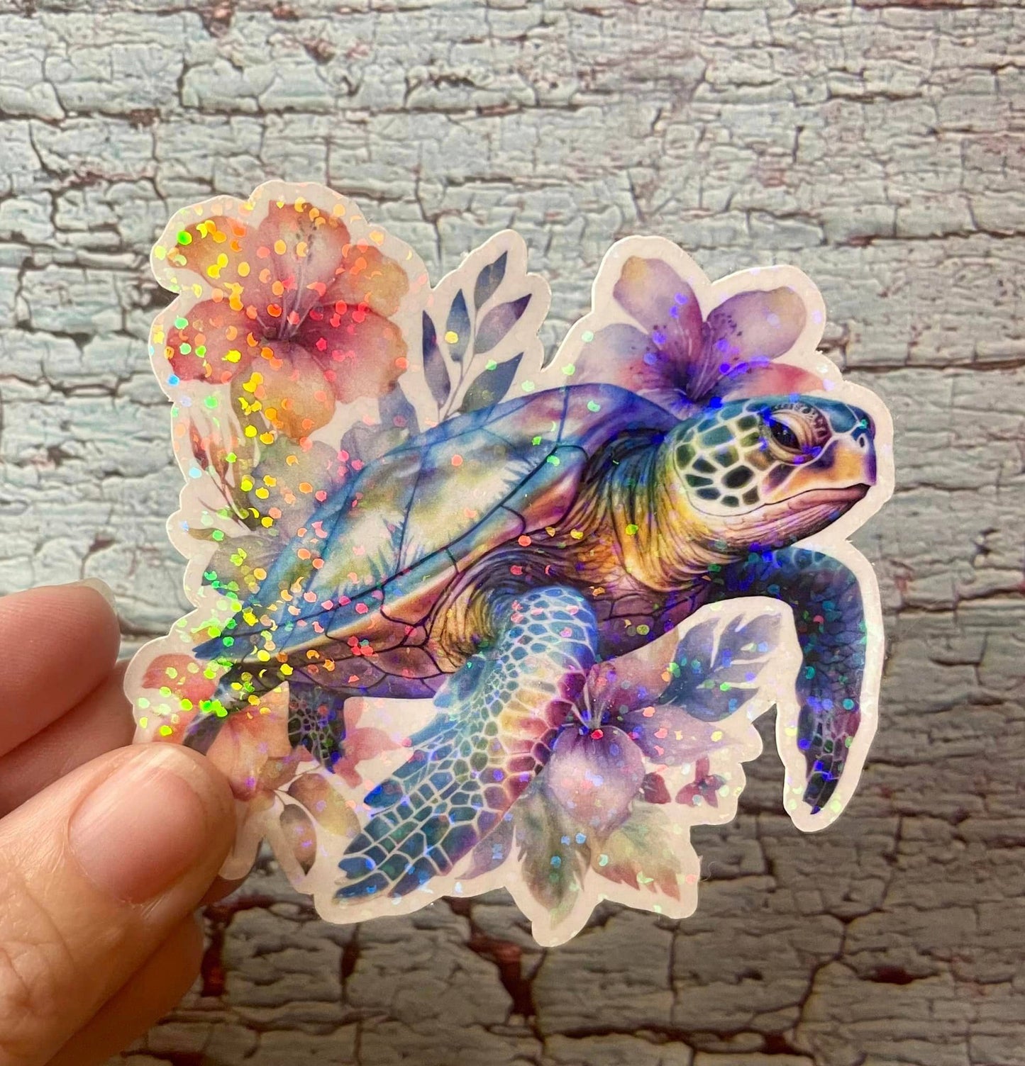 Sea Turtle Watercolor Die Cut Vinyl Sticker
