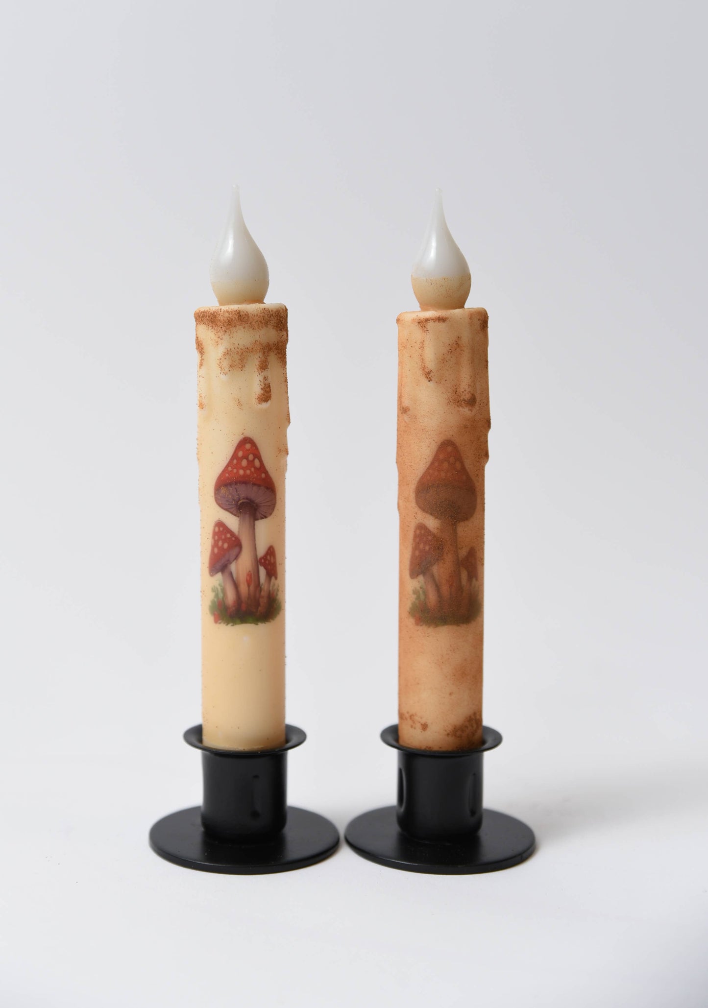 Mushroom Battery Operated LED Timer Taper Candle