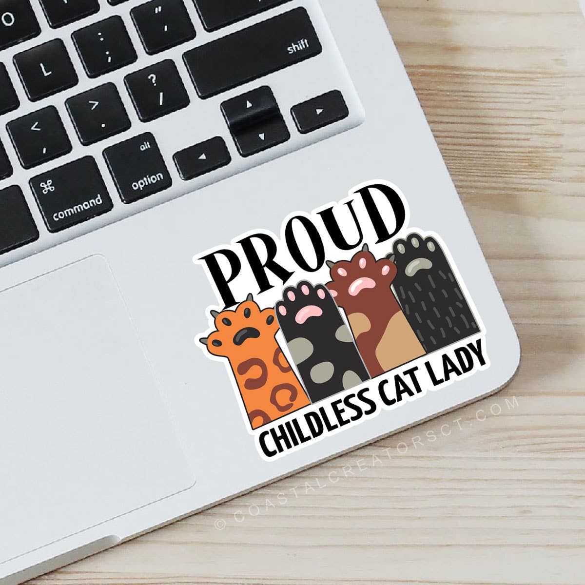 Proud Childless Cat Lady Orange Colorful Laptop Sticker