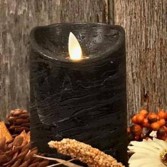 Black 6" LED Pillar Candle w/Timer