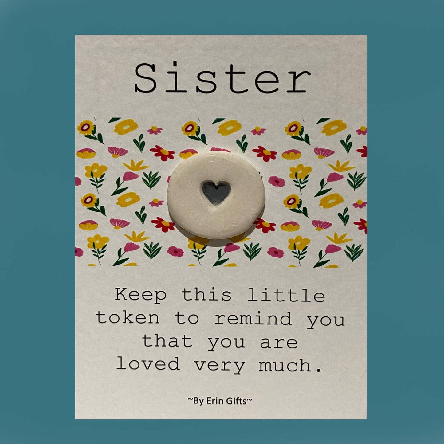 Sister Ceramic Pocket Token Pocket Hug and Card