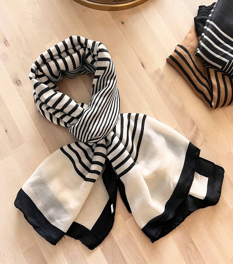 Elegant Stripe Design Soft Wrap Scarf