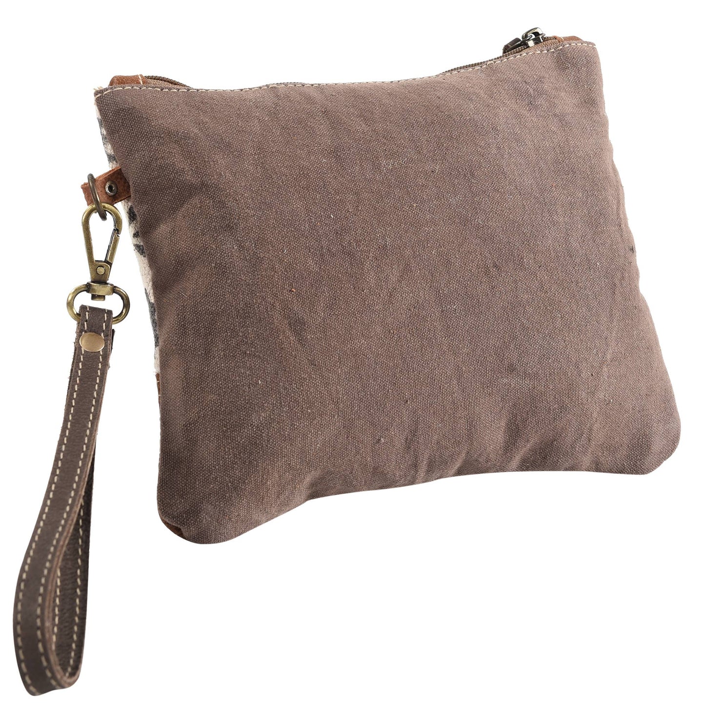 Rug Wristlet with Leather Corner