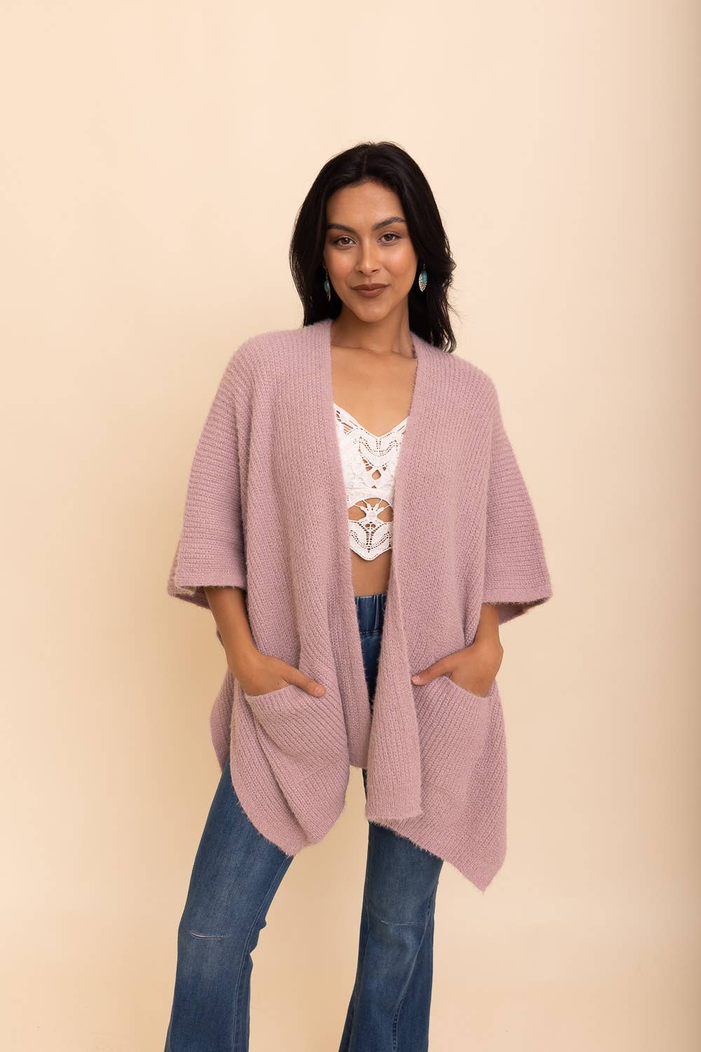 Chic Boucle Cozy Cardigan Poncho