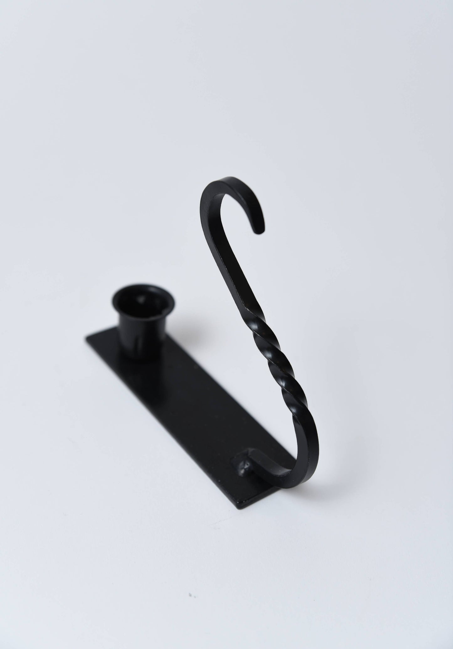 Iron Taper Holder with Curved Handle - Handmade