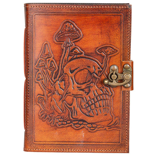 Skull and Mushrooms Leather Journal