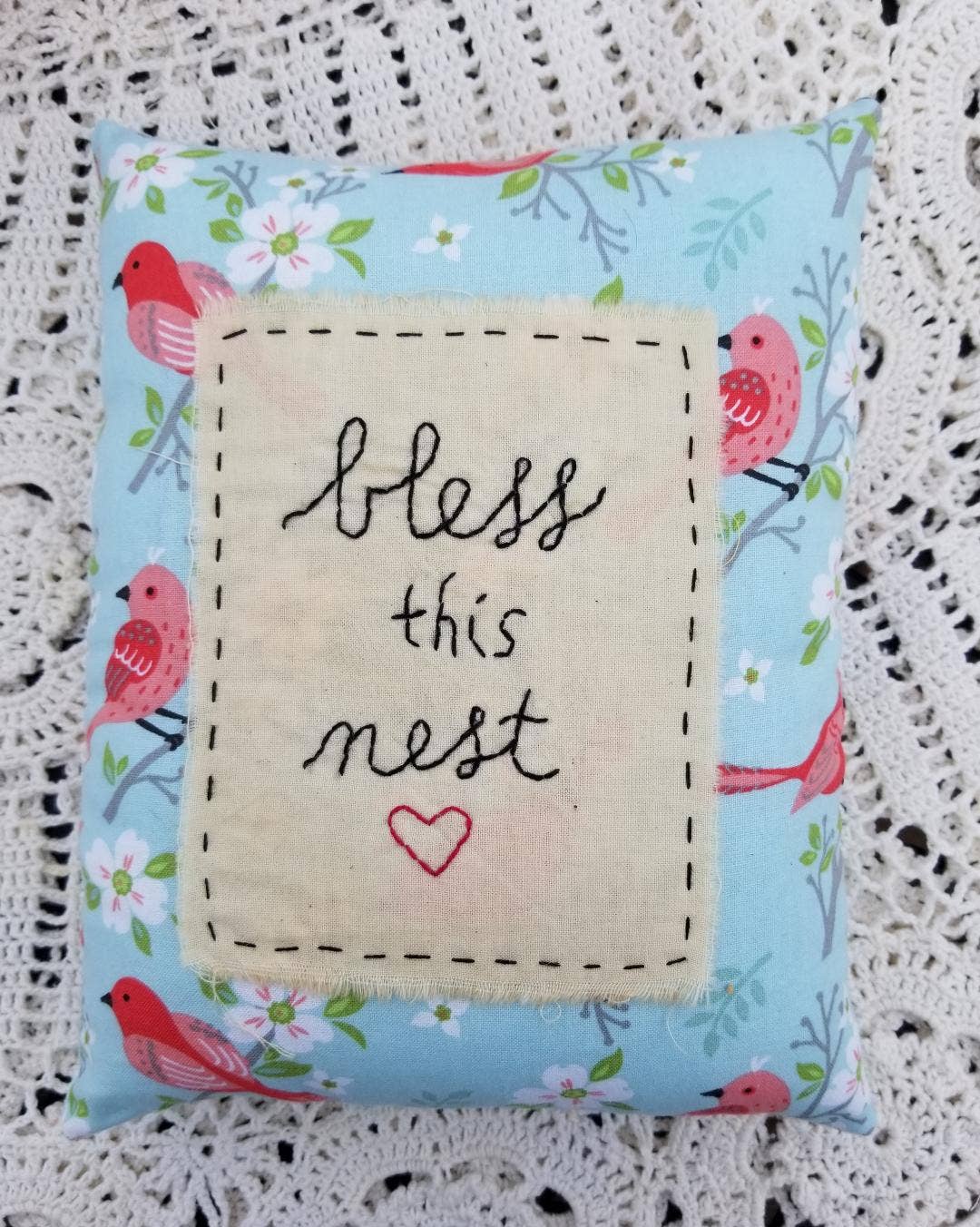 Bless this Nest Handmade Pillow
