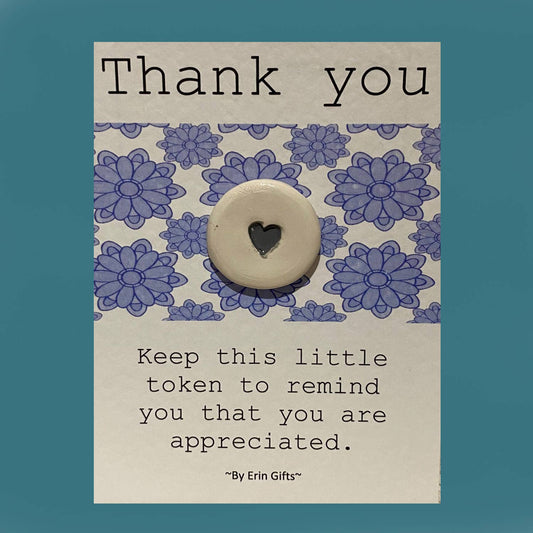 Thank you  Ceramic Pocket Token Pocket Hug and Card