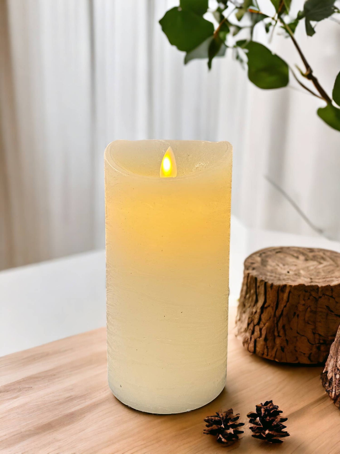 Cream LED Pillar Candle w/Timer