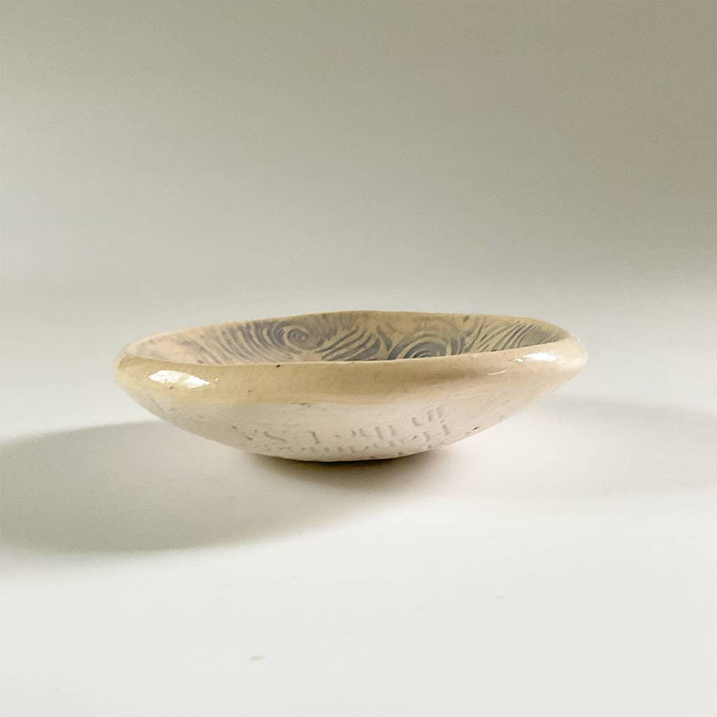 Handmade Pottery Dish Bowl - Mushrooms