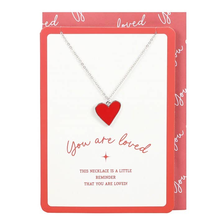 You Are Loved Heart Pendant Necklace & Greeting Card