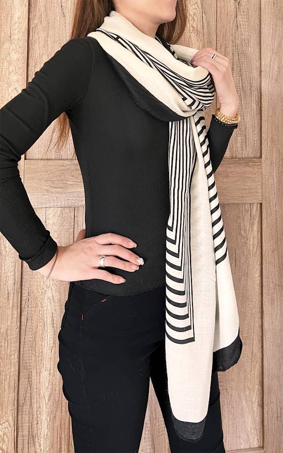 Elegant Stripe Design Soft Wrap Scarf