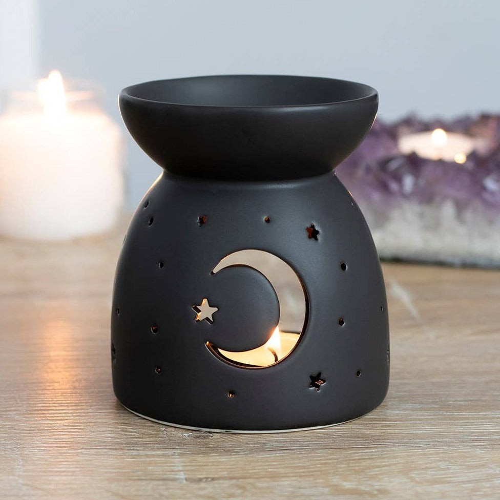 Black Mystical Moon Cut Out Oil Burner and Wax Warmer