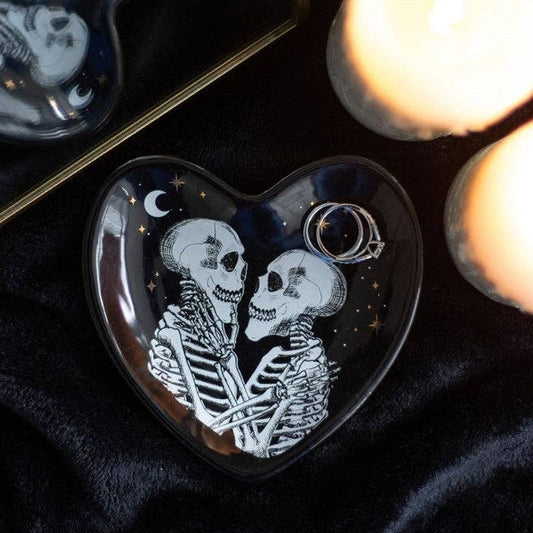 Skeleton Couple Heart Trinket Dish