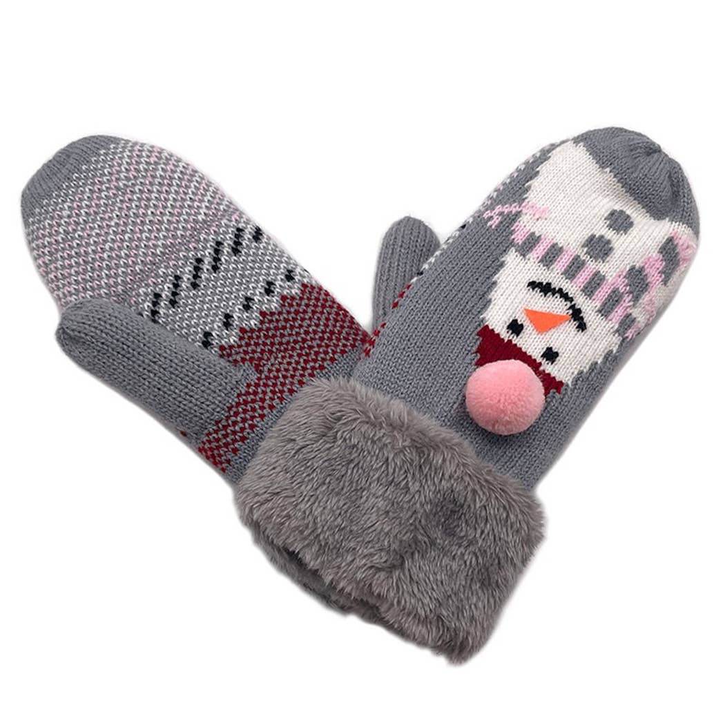 Snowman Mitten with Faux Fur Cuffs