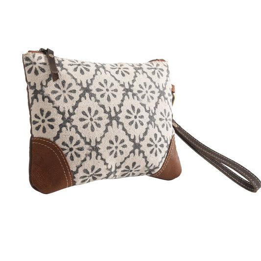 Rug Wristlet with Leather Corner