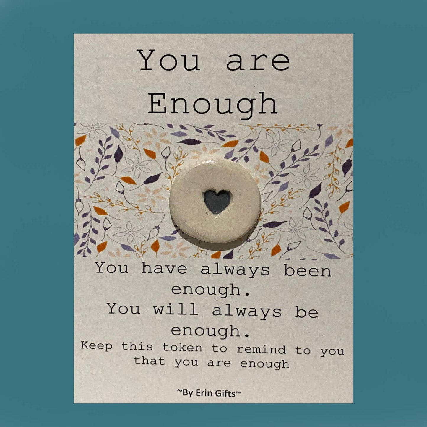 You are Enough... Ceramic Pocket Token Pocket Hug and Card