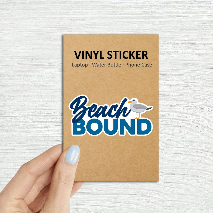 "Beach Bound" Laptop Water Bottle Sticker