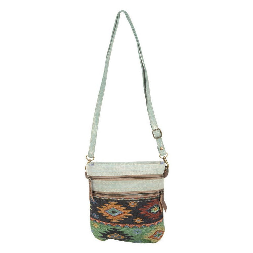 Double Zipper Light Green Rug Crossbody