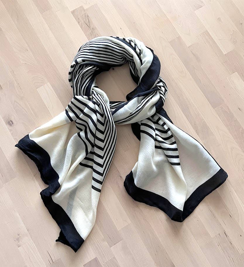 Elegant Stripe Design Soft Wrap Scarf