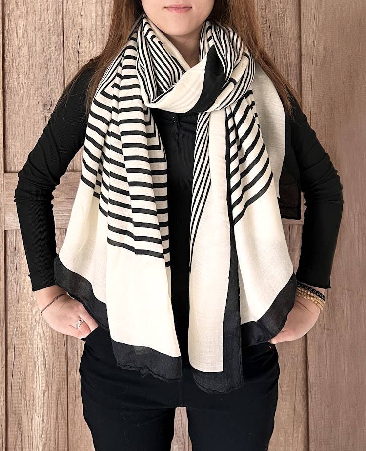 Elegant Stripe Design Soft Wrap Scarf