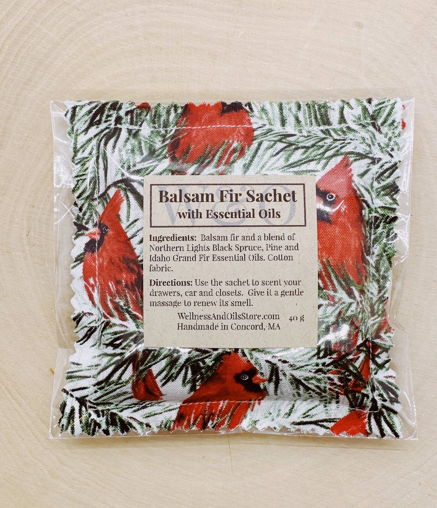 Balsam Fir Sachet Infused with Essential Oils-Cardinals