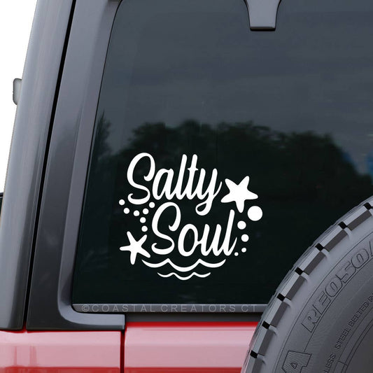 Salty Soul White Vinyl Car Window Sticker
