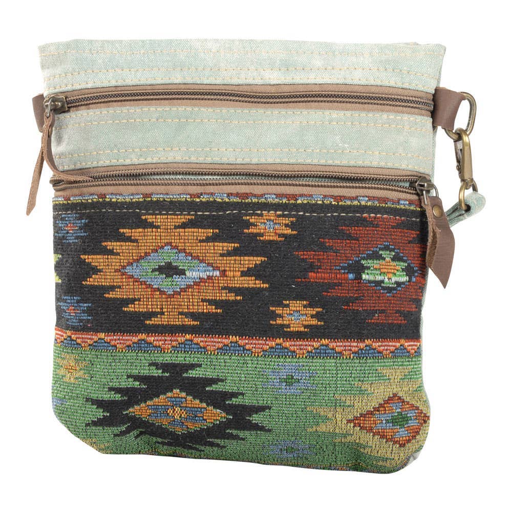 Double Zipper Light Green Rug Crossbody