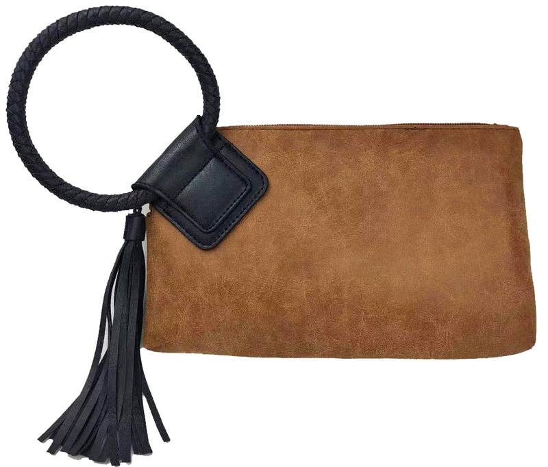 Fashion Cuff Handle Tassel Wristlet Clutch