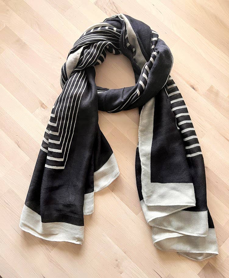 Elegant Stripe Design Soft Wrap Scarf