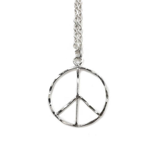 Silver Plated Necklace - Small Size Peace Sign