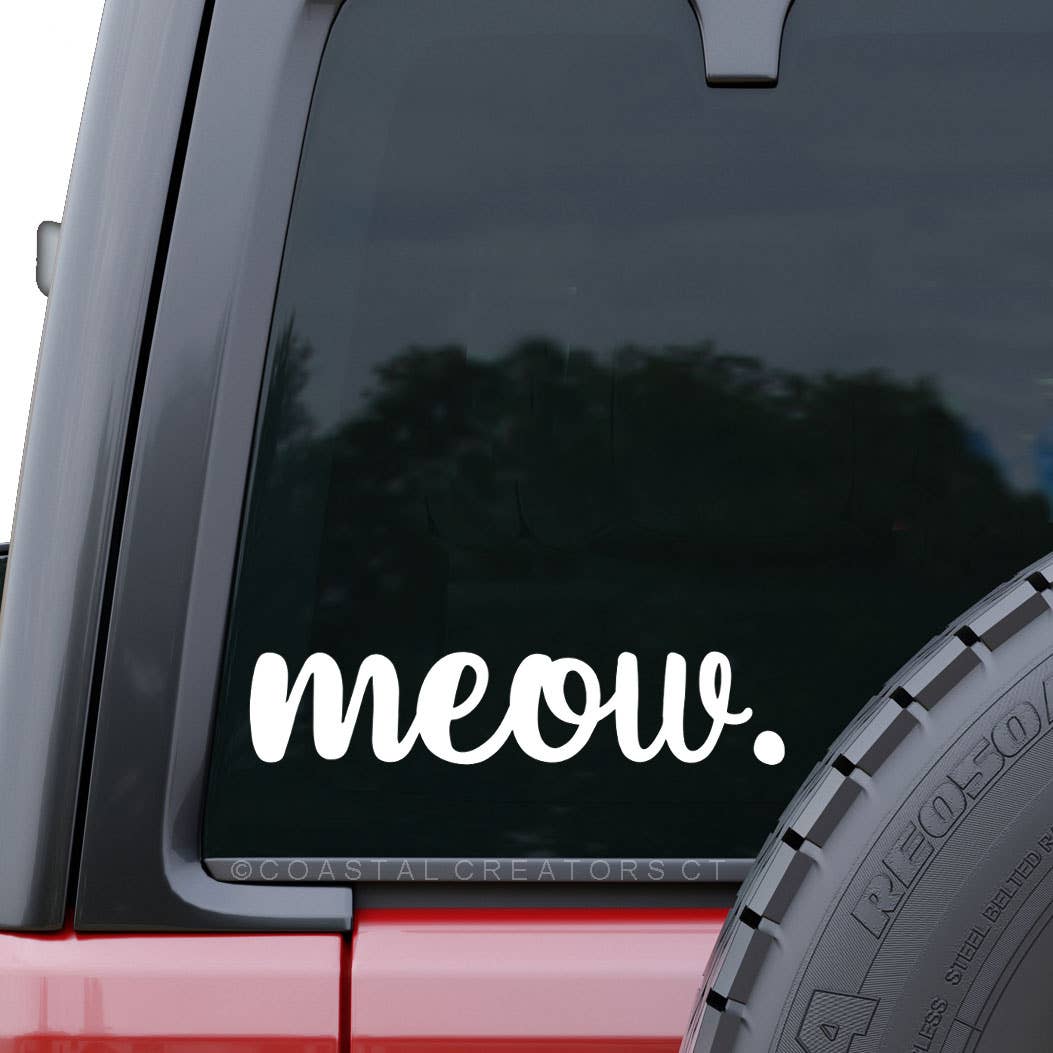 Cat Meow White Vinyl Car Window Sticker Decal