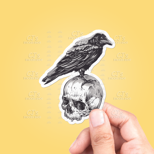 Crow & Skull Sticker Vinyl Decal